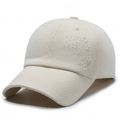 Distressed vintage baseball cap in cream canvas with torn edges and street style finish - Adjustable / Light Beige