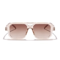Fashionable square sunglasses with champagne translucent frames and double bridge - Champagne Frame Double Tea Lens