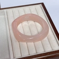 Minimalist pink resin bangle with smooth finish in a cream jewelry presentation box - Geometric Rhombus / Inner Diameter 65mm / Light Pink