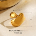 Gold plated stainless steel chunky ring with liquid geometric design and open band - Irregular Fluid Style (1230)