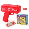 Electric money gun toy set in vibrant red color with cash accessories and packaging - Red (With Pattern Logo) / Red Money Gun + 100 Notes