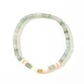 Men's natural gemstone bracelet featuring green square beads and golden spacers - Green Square Stone Gold Spacer Bracelet (B-B24070406B)