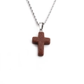 Glittering brown crystal cross pendant with silver twisted rope chain necklace - Gold Sandstone