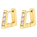 Boucles d'oreilles créoles carrées dorées serties de zircons rectangulaires transparents - Triangle (Or)