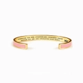 Gold-plated C-shape bangle with pink enamel finish and engraved Mother Daughter quote - Mom / Pink