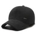 Gorra de béisbol de invierno para hombre en punto negro con logo Nijia y orejeras cálidas - Ajustable / Negro