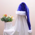 Vibrant blue plush Christmas hat with white faux fur trim and pompom for holiday decor - 80*32cm / Royal Blue Extra Long Santa Hat Adult 80CM