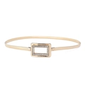 Cintura elastica dorata da donna con fibbia rettangolare in strass e metallo - Stile fibbia rettangolare con strass (z254) / Oro