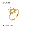 Minimalist 18k gold plated open ring featuring a polished hexagonal star design - Hexagram Shape Style (HF-J1411)