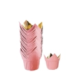 Pirottini a tulipano rosa per cupcake con interno in oro e bordo a corona - Oro Rosa / Confezione da 100