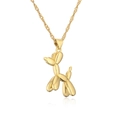 Collier avec pendentif chien ballon plaqué or 18 carats sur fond blanc pur - Chien ballon doré