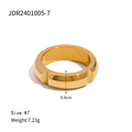 Minimalist 0.6cm wide gold-plated titanium steel ring with geometric segment design - US 7 / Gold