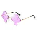 Frameless mushroom sunglasses with purple translucent lenses and gold metal temples - Light Purple
