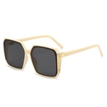 Gafas de sol cuadradas color beige con lentes grises y detalles en metal dorado - Talla única / Montura Beige Lente Gris Negro