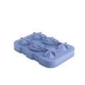 Blue silicone ice cube mold with sphere and character patterned cavities on white background - Diamond Rose Sphere Morandi Blue