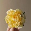 Realistic yellow peony flower hair clip with layered petals for elegant hair styling - Yellow Peony Hair Claw