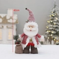 Standing 42cm pink Christmas Santa plush doll with knitted hat and bell decoration - XL Santa Claus (HM24-9803A)