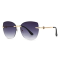 Occhiali da sole cat-eye senza montatura con lenti viola sfumate e metallo dorato - Grigio sfumato