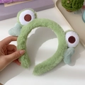 Cute green plush frog headband for girls with soft material and large round eyes - Frog Big Eyes