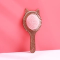 Cute glittery brown cat ear hairbrush with pink air cushion and white bristles - Glitter Brown Cat Comb