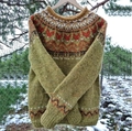 Detailed knit texture and colorful geometric pattern on a winter Fair Isle sweater - 3XL / Tops / Green