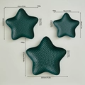 Three-piece star-shaped iron snack trays in dark green with hammered texture - Three-Piece Set / Dark Green