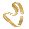 Minimalist wave shaped open ring in 18k gold finish with mirror polished surface - 18K Gold Wave (X481)
