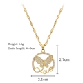 Spécifications détaillées de taille pour collier pendentif papillon doré et strass - Pendentif en Cuivre Micro-Serti Avec Chaîne en Acier au Titane F335 (F335)