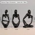 Set of three black resin thinker sculptures with minimalist abstract art design - Black Right+Left+Deep Thinking Combination