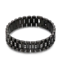 Pulsera de eslabones de acero inoxidable negro mate con cristales transparentes - 22cm / Negro