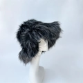 Punk style dark grey and black faux fur hat in thick Russian winter headwear style - Dark Gray