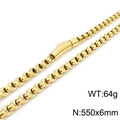 Chaîne box en acier inoxydable doré 6mm pour homme avec fermoir magnétique cylindrique - Style Or Poli (KN119352-KFC)