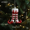 Christmas elf leg ornament in red and white glitter finish for tree hanging - Elf Boots Legs Style
