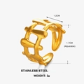 Anillo ajustable de acero inoxidable chapado en oro de 18K con diseño de hoja - Abierto Ajustable / Dorado