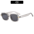 Vintage square sunglasses with transparent gray frame and yellow metal accents on temples - Transparent Gray Gray Lens