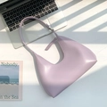 Sleek lavender crescent shoulder bag in matte faux leather with adjustable strap - Purple