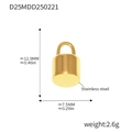 Polished 18k gold plated stainless steel cylinder lock pendant with dimension details - Cylindrical Pendant (D25) / Gold