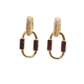 Luxury 18K gold plated hoop earrings with micro-pave white cubic zirconia and red stones - Rose Red Zircon