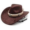 Brauner Cowboyhut aus Wildlederimitat mit Sternschnalle und verstellbarem Kinnriemen - M(56-58cm) / Kastanienbraun
