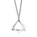 Collier en acier titane avec pendentifs carrés et triangulaires imbriqués sur chaîne - Style C (Argent Triangle Carré Entrelacé)