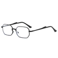 Black polygon metal sunglasses with wavy temples and blue light blocking lenses - Black Frame Clear Lens