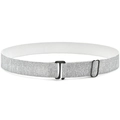 Adjustable kids elastic belt in silver grey color with a black metal buckle on white background - Silver