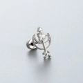 Silver titanium steel ear stud featuring heart opal, arrow, and crescent moon design - Silver Heart Arrow Moon Style (A122-4#)