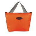 Portable bright orange waterproof thermal lunch bag with sturdy gray handles - Orange
