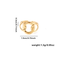 Detail view of gold stainless steel ring with dimensions 0.3cm width and 1.9cm diameter - Adjustable Open / Double Loop Nested Chain Buckle Style (TYGR0058) / Gold