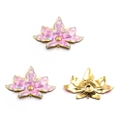 Pink enamel flower charms in gold finish with connection loops for DIY jewelry making - Flower No.10 / 26x40mm / Purple