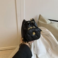 Mini black bucket bag with caviar leather texture and gold flower quilted coin purse - Black