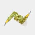 Wide leopard print woven shoulder strap with yellow leather ends and silver metal clips - 5cm x 70cm / Yellow Webbing with Silver Buckle