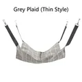 Detail view of a gray checkered cat hammock with adjustable straps and metal hooks - S / Grey Grid Thin Style