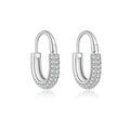 Orecchini a cerchio a U in argento S925 con pavé completo di zirconi bianchi - Zircone Argentato